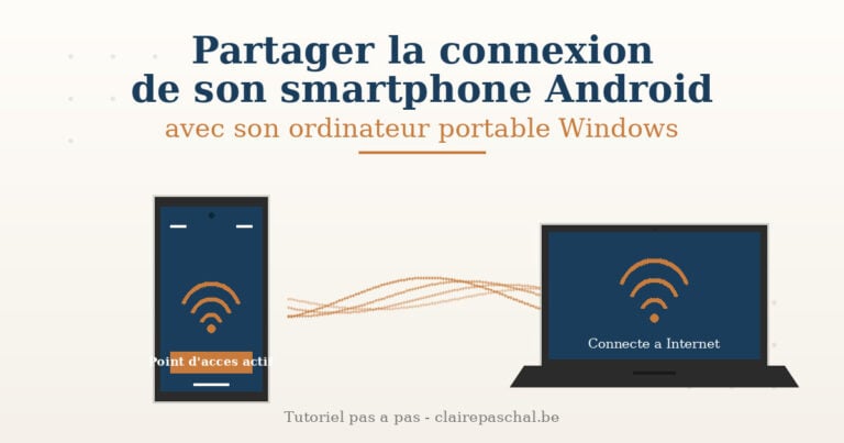Illustration : un smartphone partage sa connexion Internet avec un ordinateur portable Windows